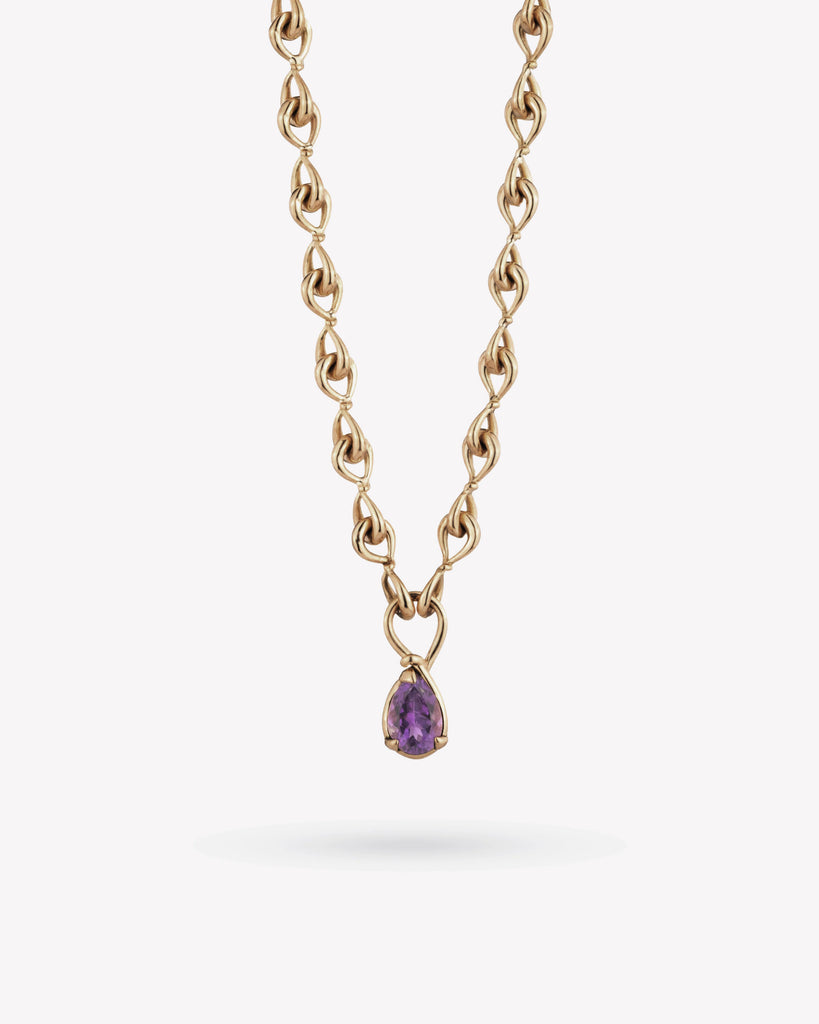 <p>frond charm necklace</p><span>antique amethyst</span><span>circa 1940</span>