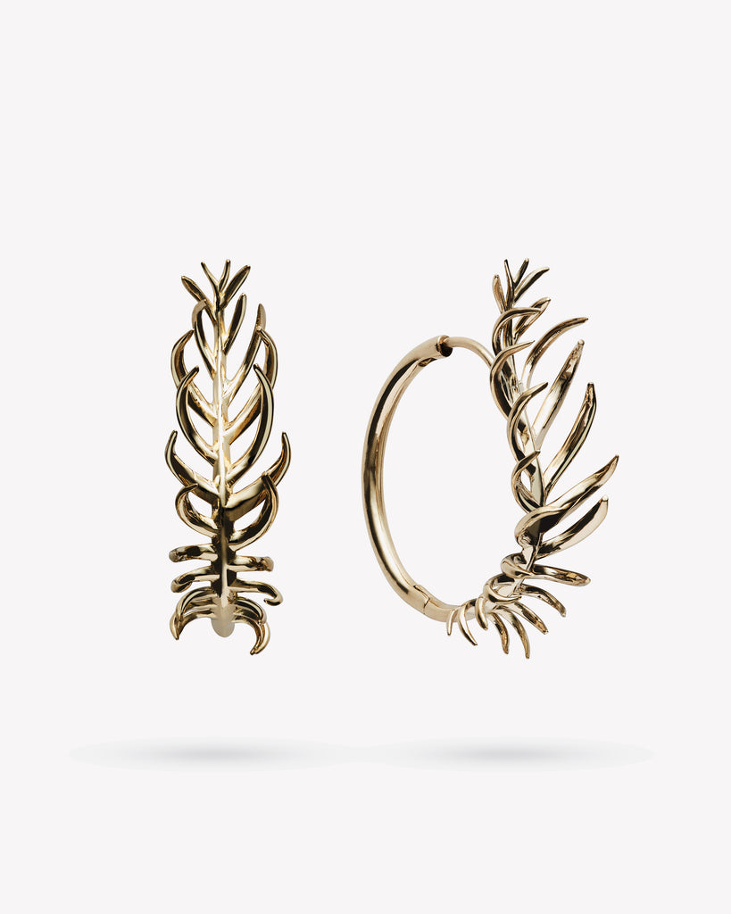 frond hoop earrings - 0.8"