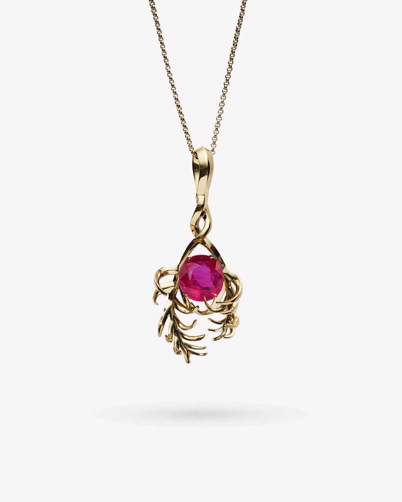 frond pendant - ruby