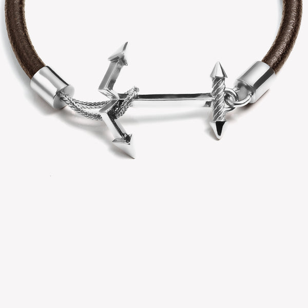 MENS LEATHER ANCHOR BRACELET